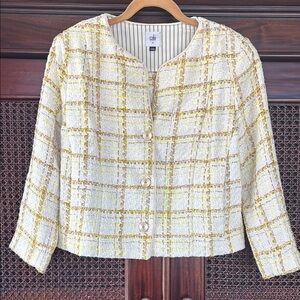 Cabi Women's Cream and Gold Tweed Jacket